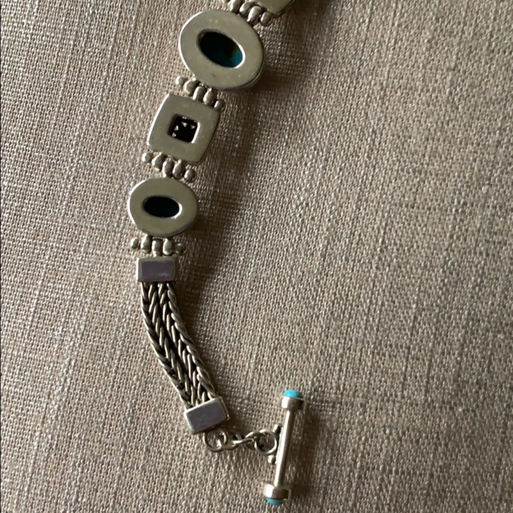 Turquoise sterling bracelet w/circle/bar closure❣️ - Picture 4 of 5